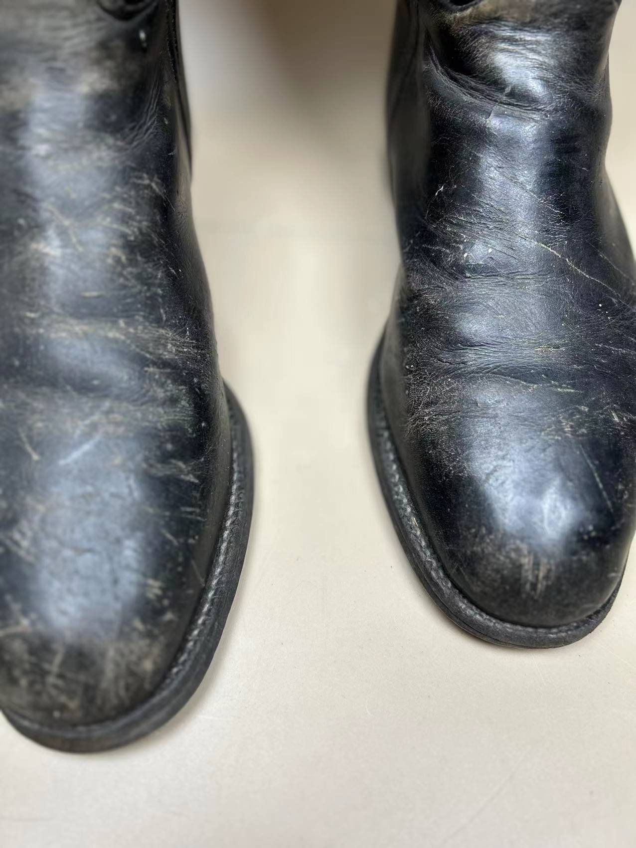 England Made Super BLACK Leather Riding Boots & Wooden Trees UK Size 7 E